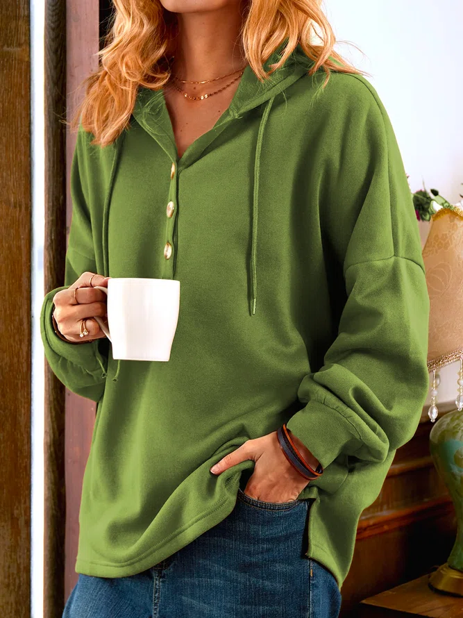 Long Sleeve Buttoned Sweatshirts