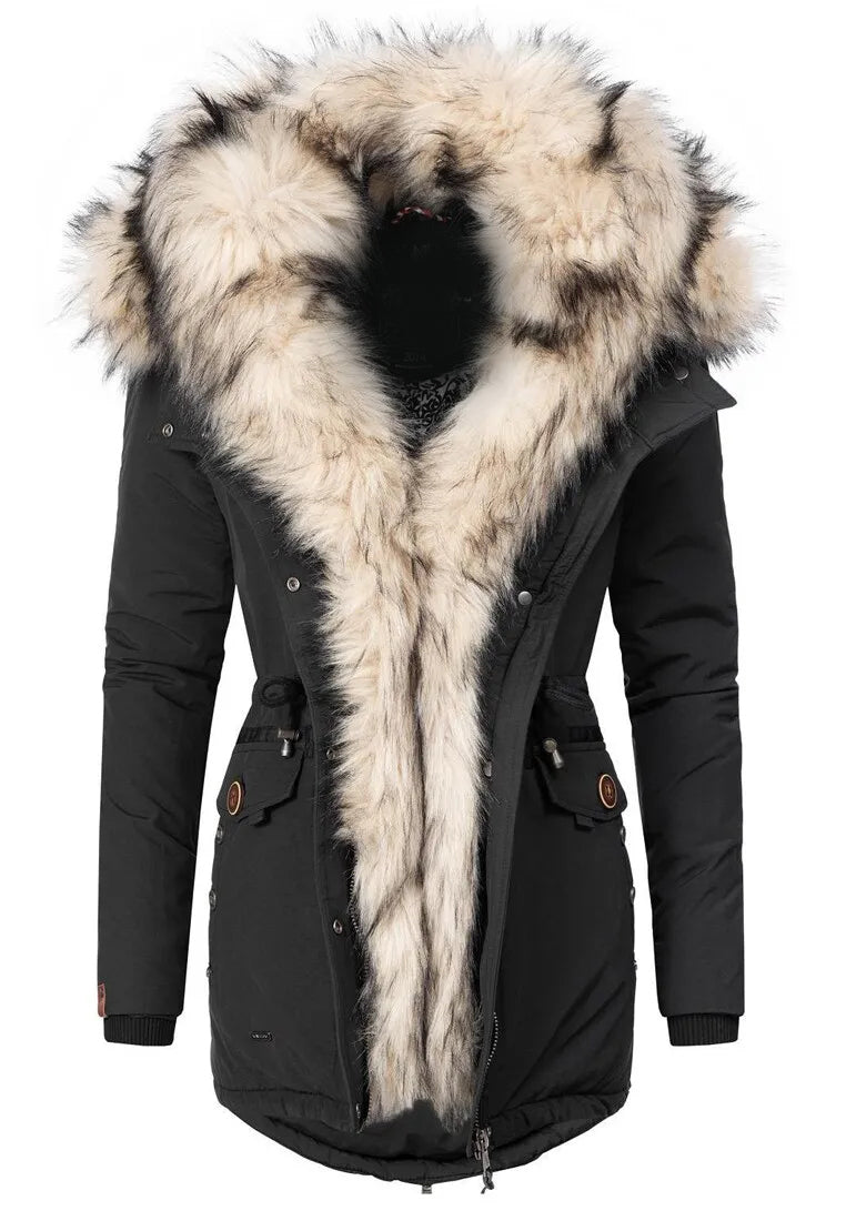 Ladies Winter Thicken Windproof Parka Beige