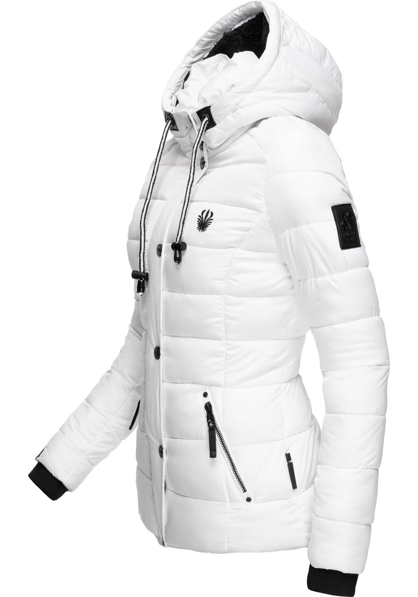 Fashion quilted jacket with faux fur hood