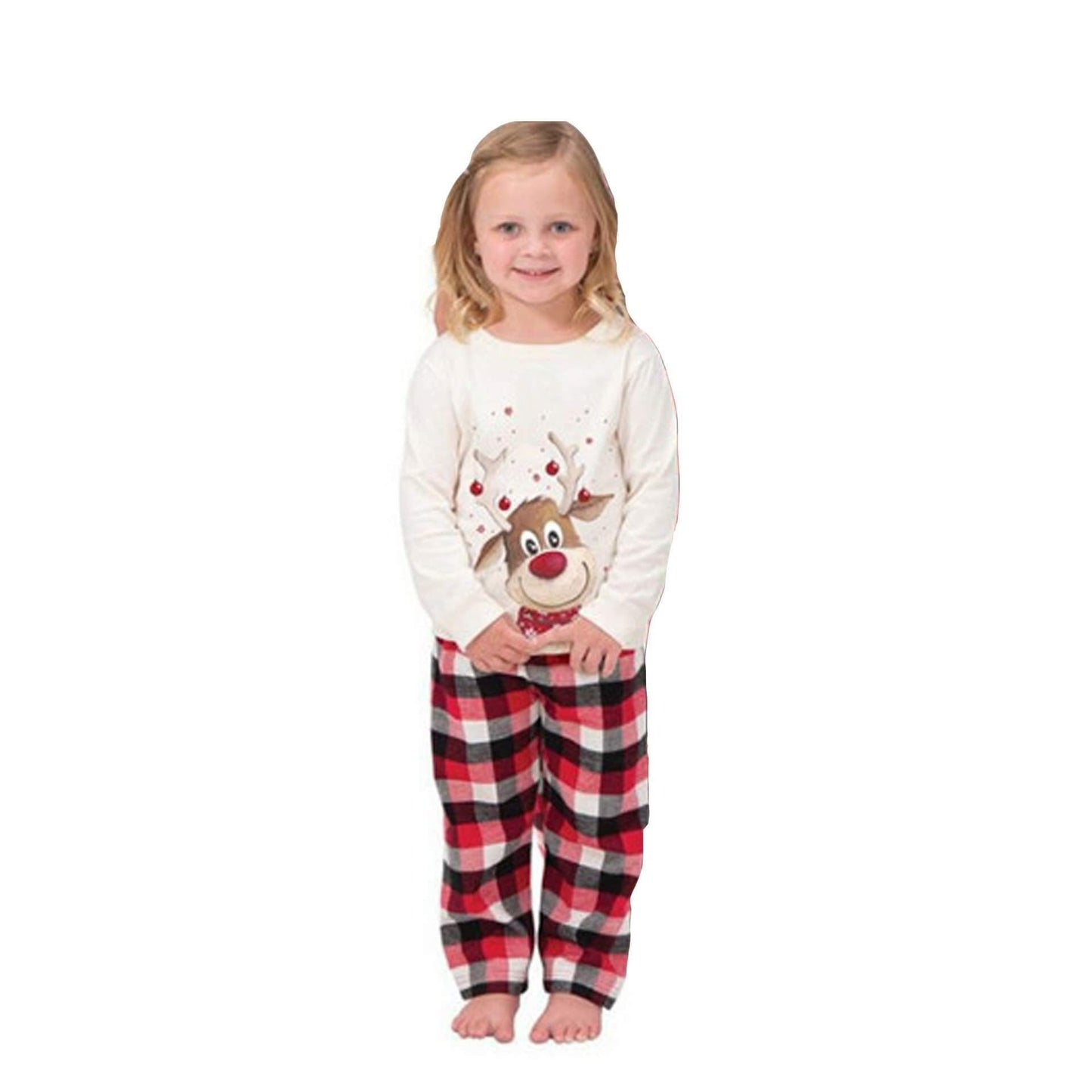 Family Matching Reindeer Plaid Pajamas Set