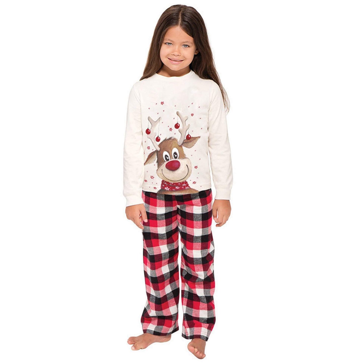 Family Matching Reindeer Plaid Pajamas Set