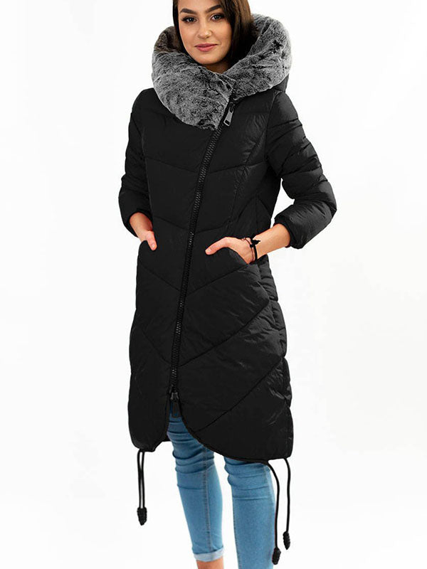 Long winter hood navy blue