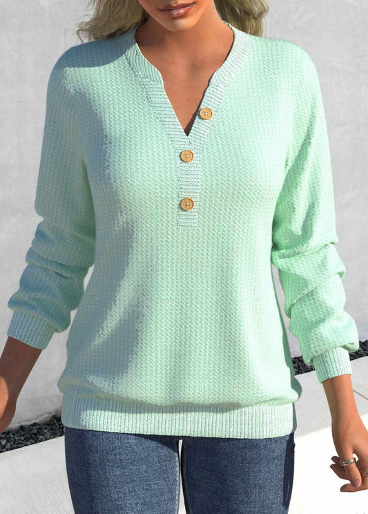 Mint Green Split Long Sleeve Sweatshirt