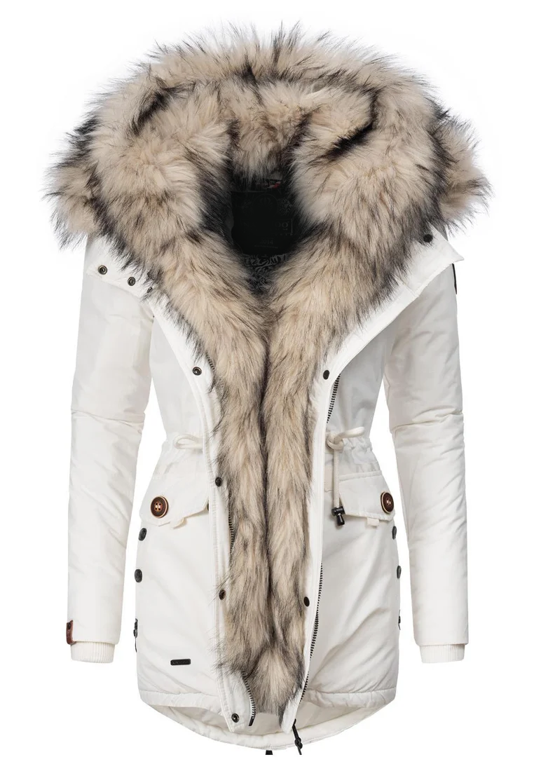 Ladies Winter Thicken Windproof Parka Beige