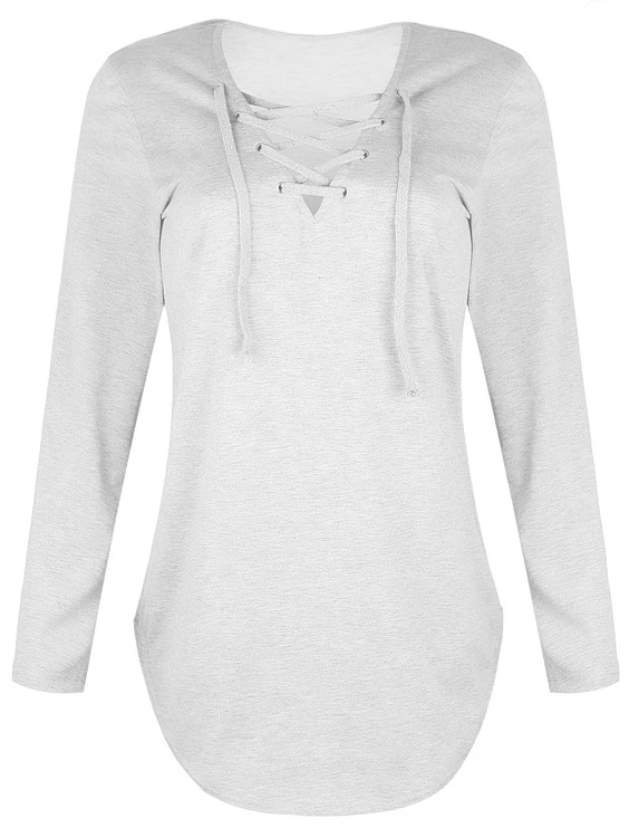 Casual Solid Crisscross Long sleeve Top