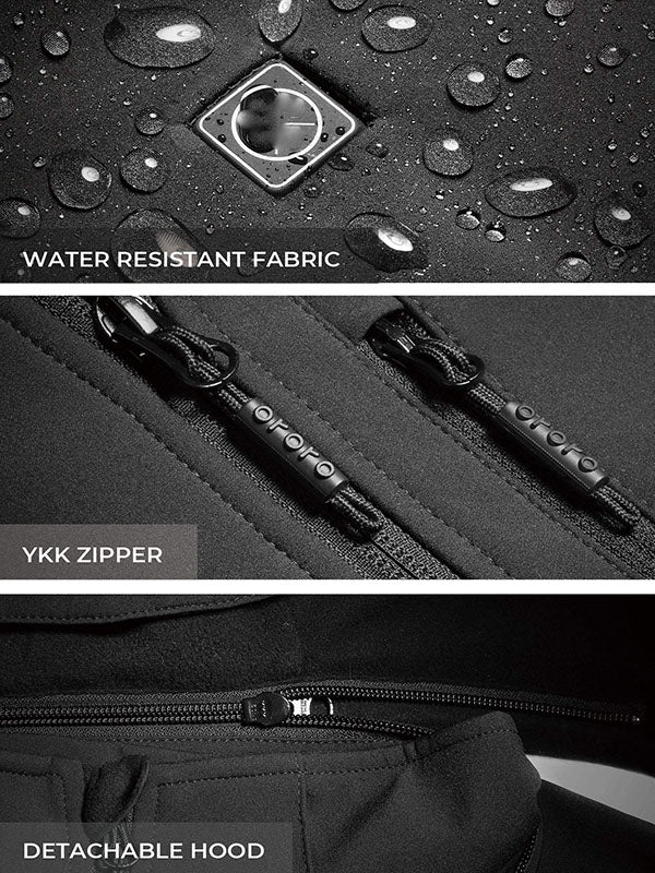 Women's slim-fit thermal jacket with battery pack and detachable hood