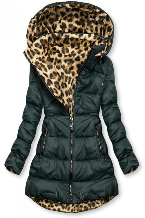 Ladies double wear leopard print parka coat