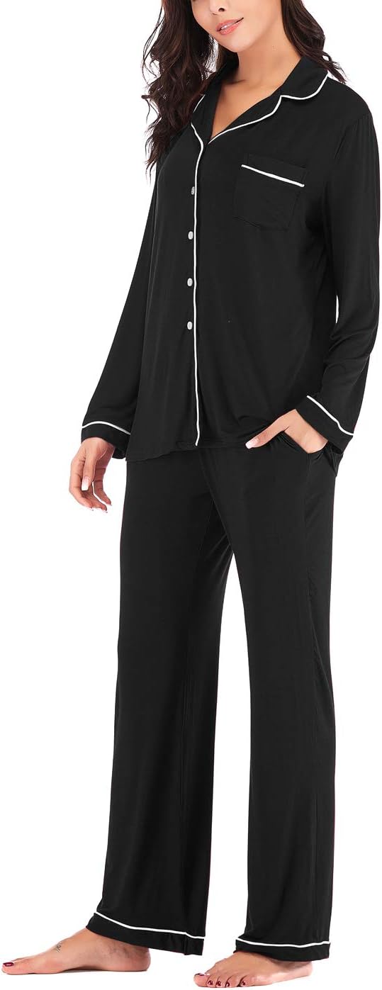 Women's Pajama Sets Long Sleeve Button Down Sleepwear Nightwear Soft Pjs Lounge Sets