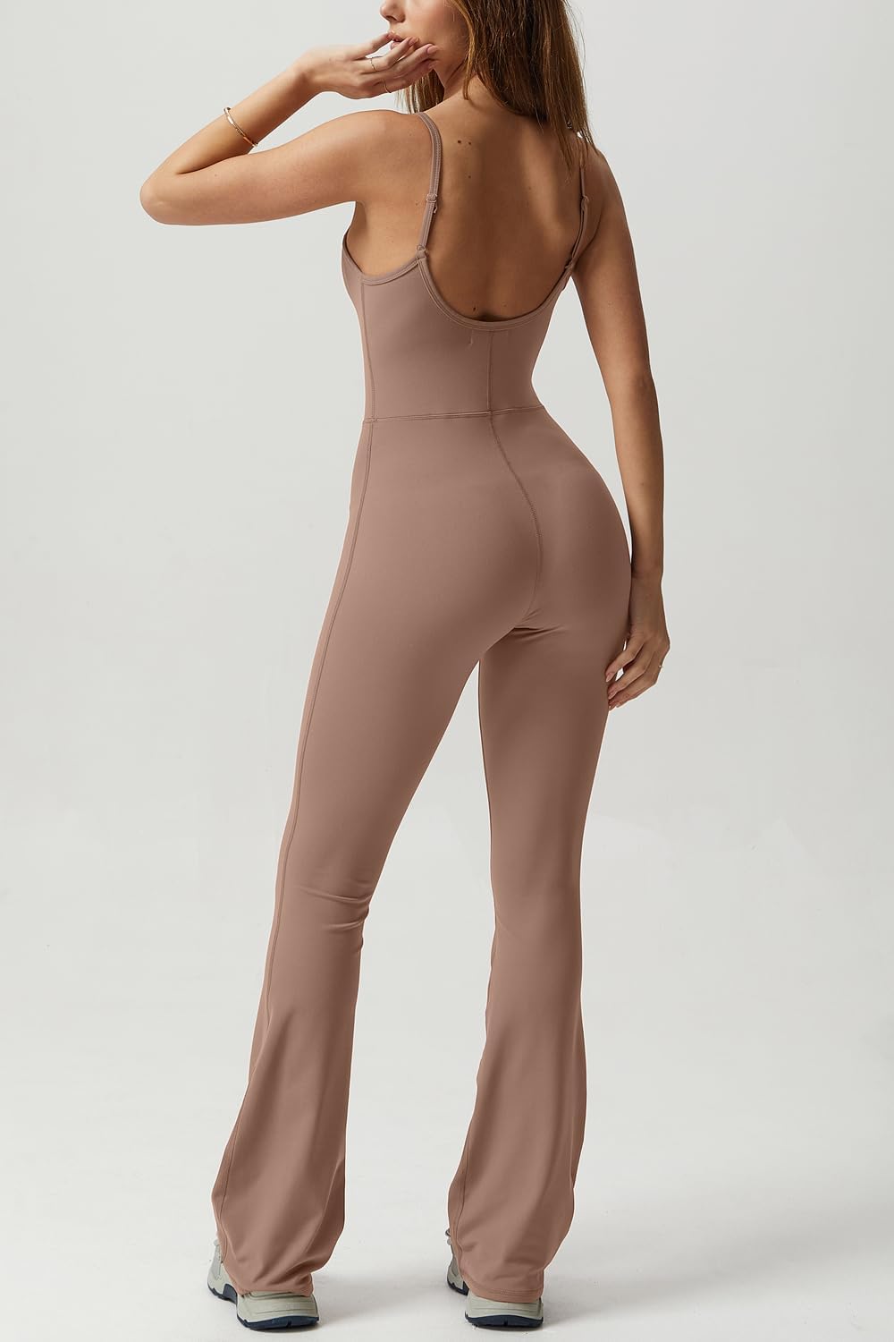Flare Jumpsuits for Women Spaghetti Straps Scoop Neck Bodycon Full Length Casual Unitard Playsuit