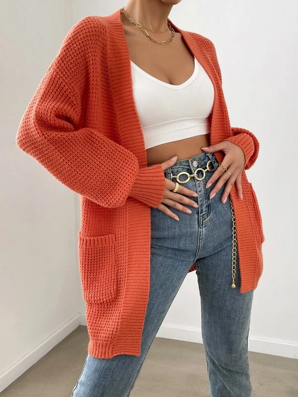 Dual Pocket Drop Shoulder Sweater Cardigan