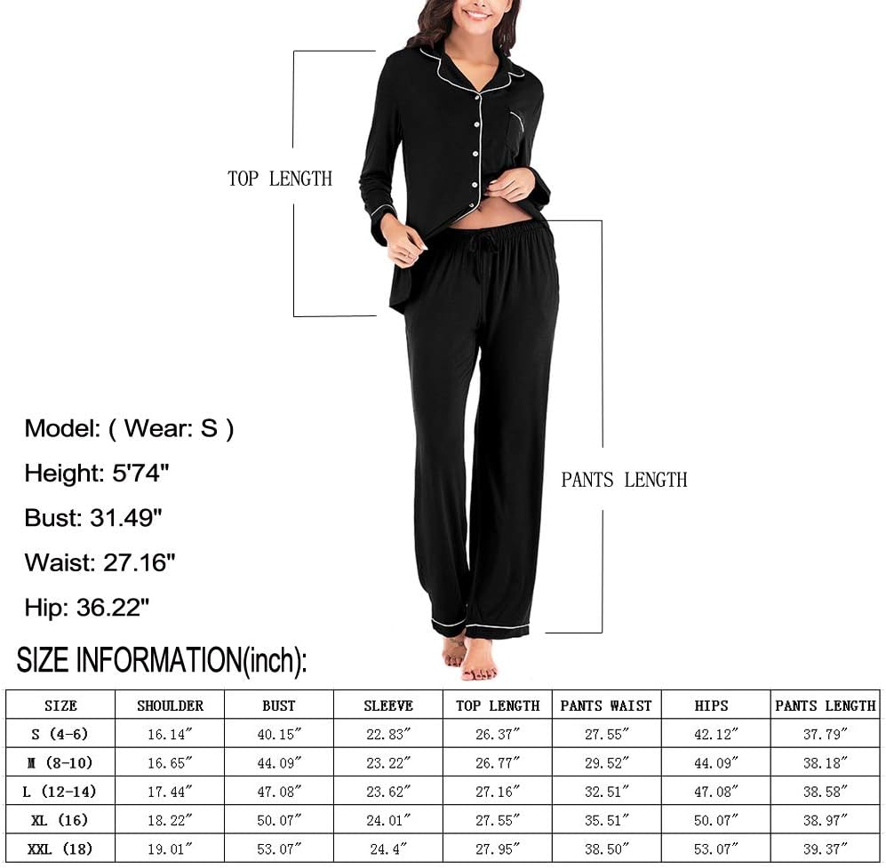 Women's Pajama Sets Long Sleeve Button Down Sleepwear Nightwear Soft Pjs Lounge Sets