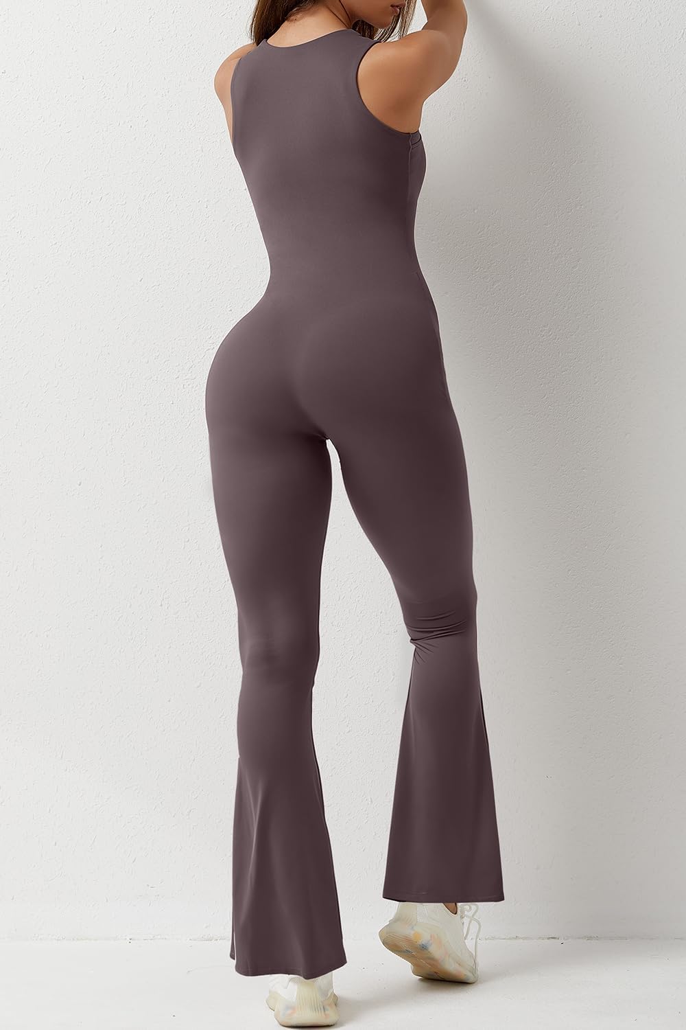 Flare Jumpsuits for Women Strappy Square Neck Bodycon Full Length Long Pants Casual Playsuit