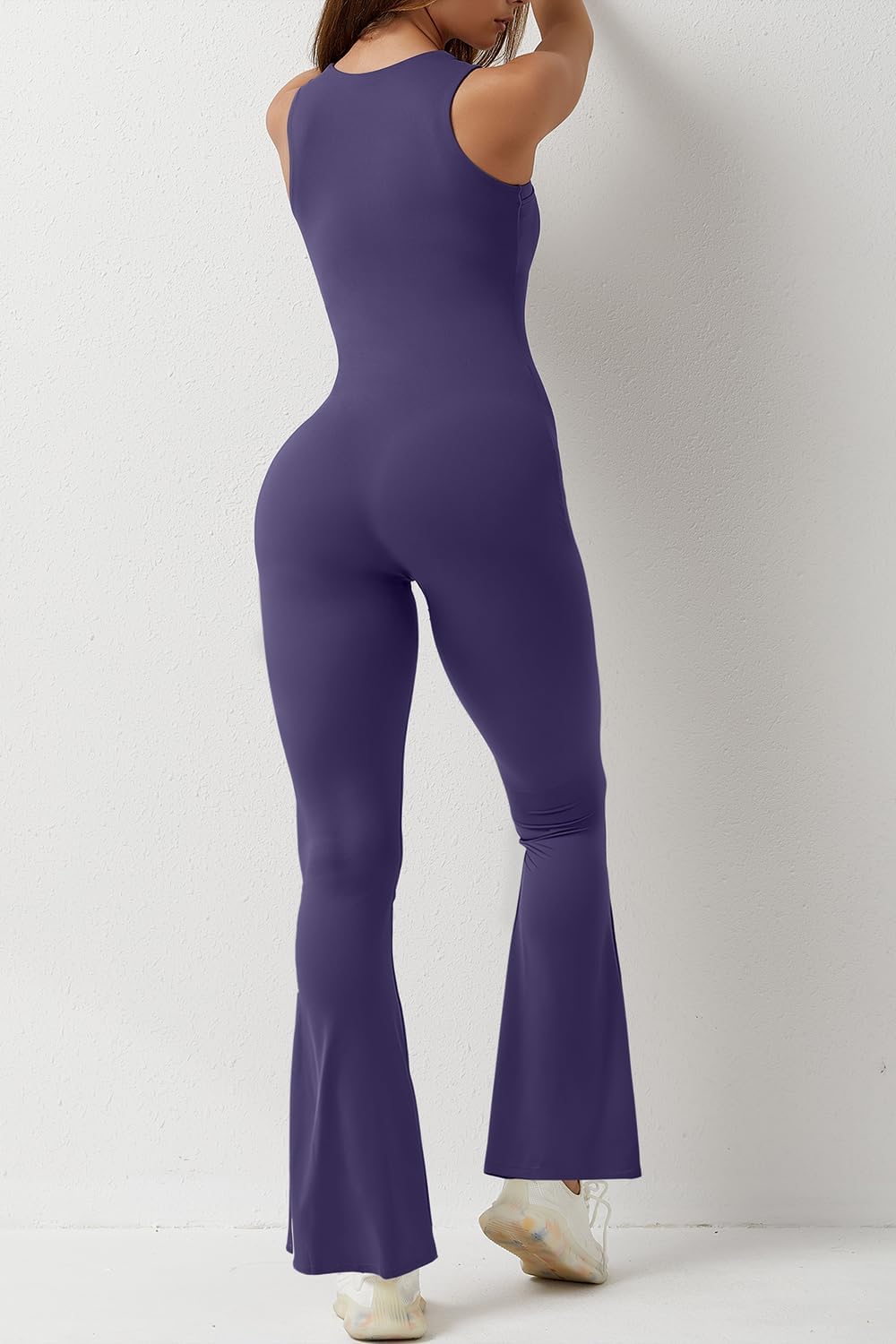 Flare Jumpsuits for Women Strappy Square Neck Bodycon Full Length Long Pants Casual Playsuit