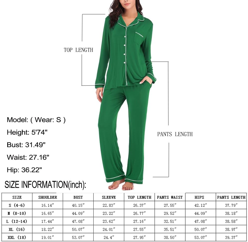 Women's Pajama Sets Long Sleeve Button Down Sleepwear Nightwear Soft Pjs Lounge Sets