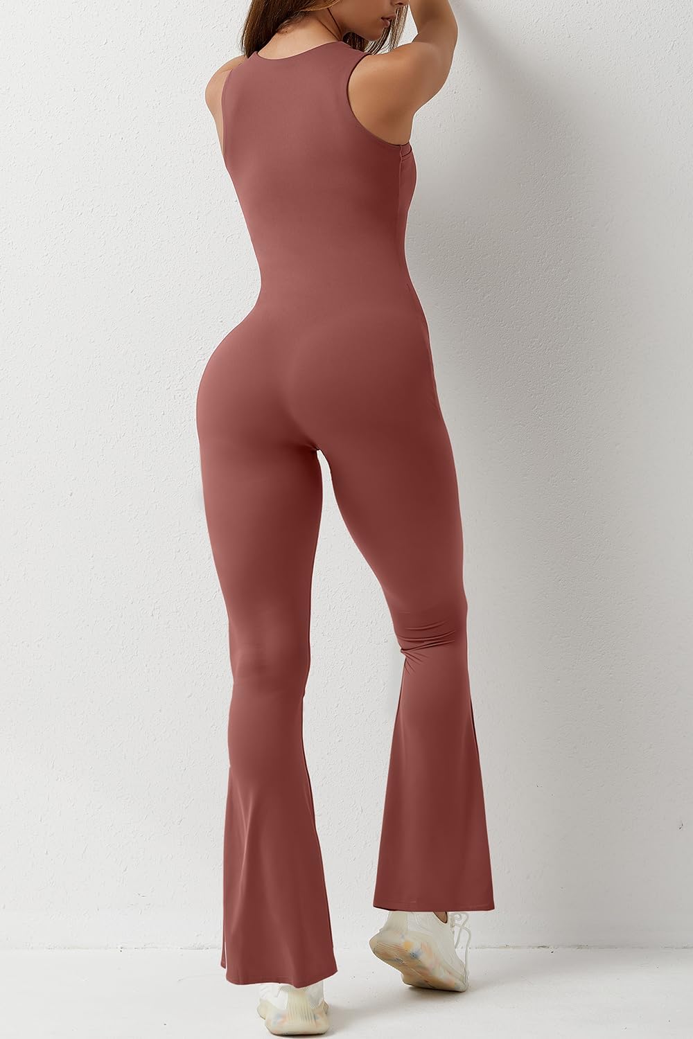 Flare Jumpsuits for Women Strappy Square Neck Bodycon Full Length Long Pants Casual Playsuit