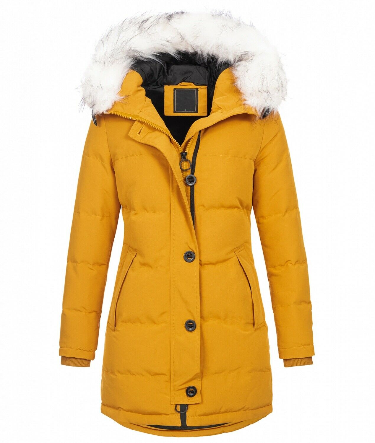 Fashion ladies parka coat with fur collar