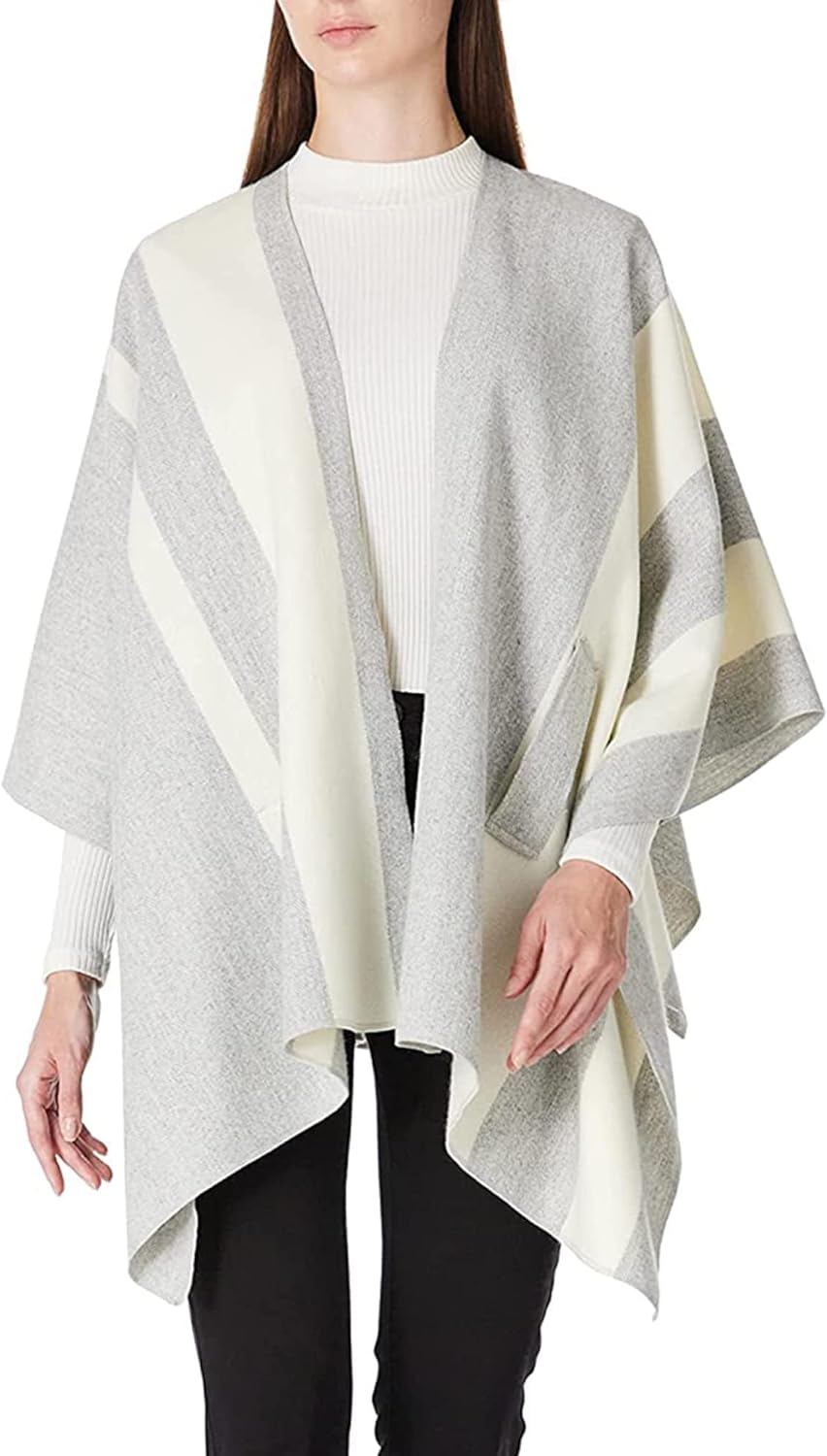Women's Shawl Wrap Poncho Ruana Cape Open Front Cardigan Shawls for Fall Winter