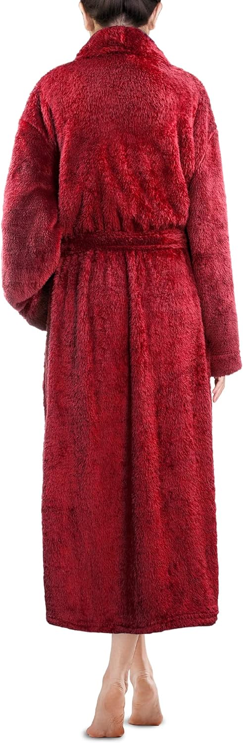 Premium Womens Plush Soft Robe Fluffy, Warm, Fleece Sherpa Shaggy Bathrobe