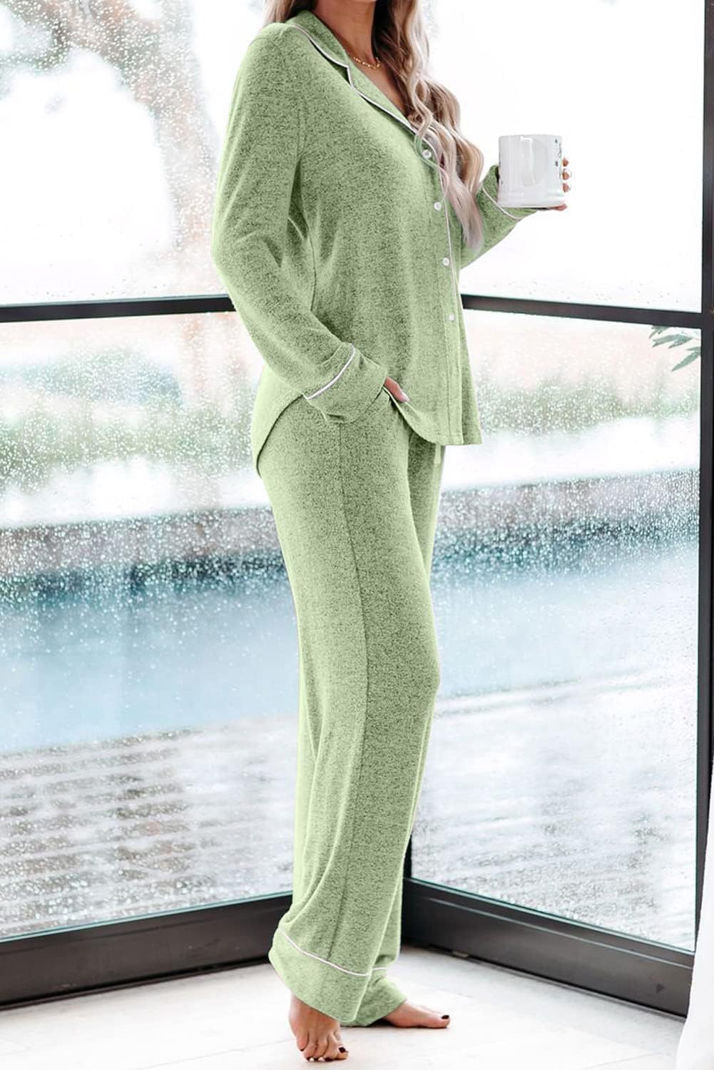Women's Pajama Sets Long Sleeve Button Down Sleepwear Nightwear Soft Pjs Lounge Sets