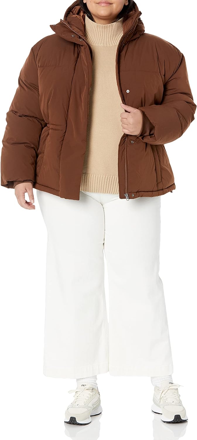 Women's Short Waisted Puffer Jacket (Available in Plus Size)