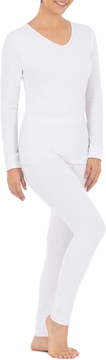 Women's Micro Waffle Thermal V-Neck