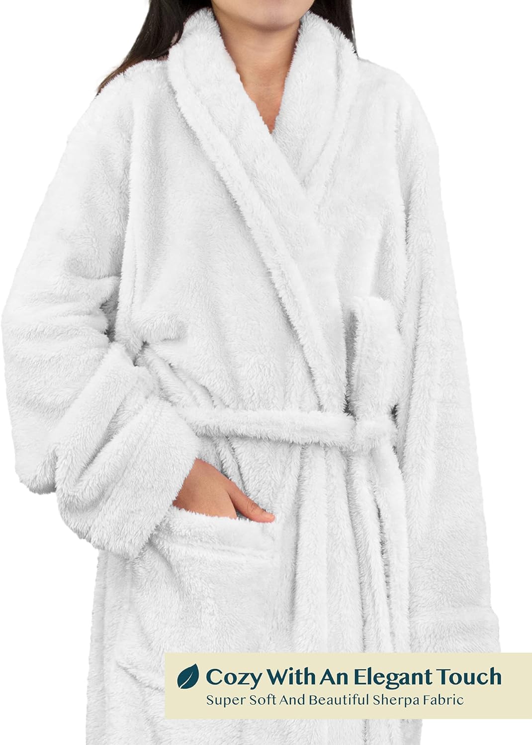 Premium Womens Plush Soft Robe Fluffy, Warm, Fleece Sherpa Shaggy Bathrobe