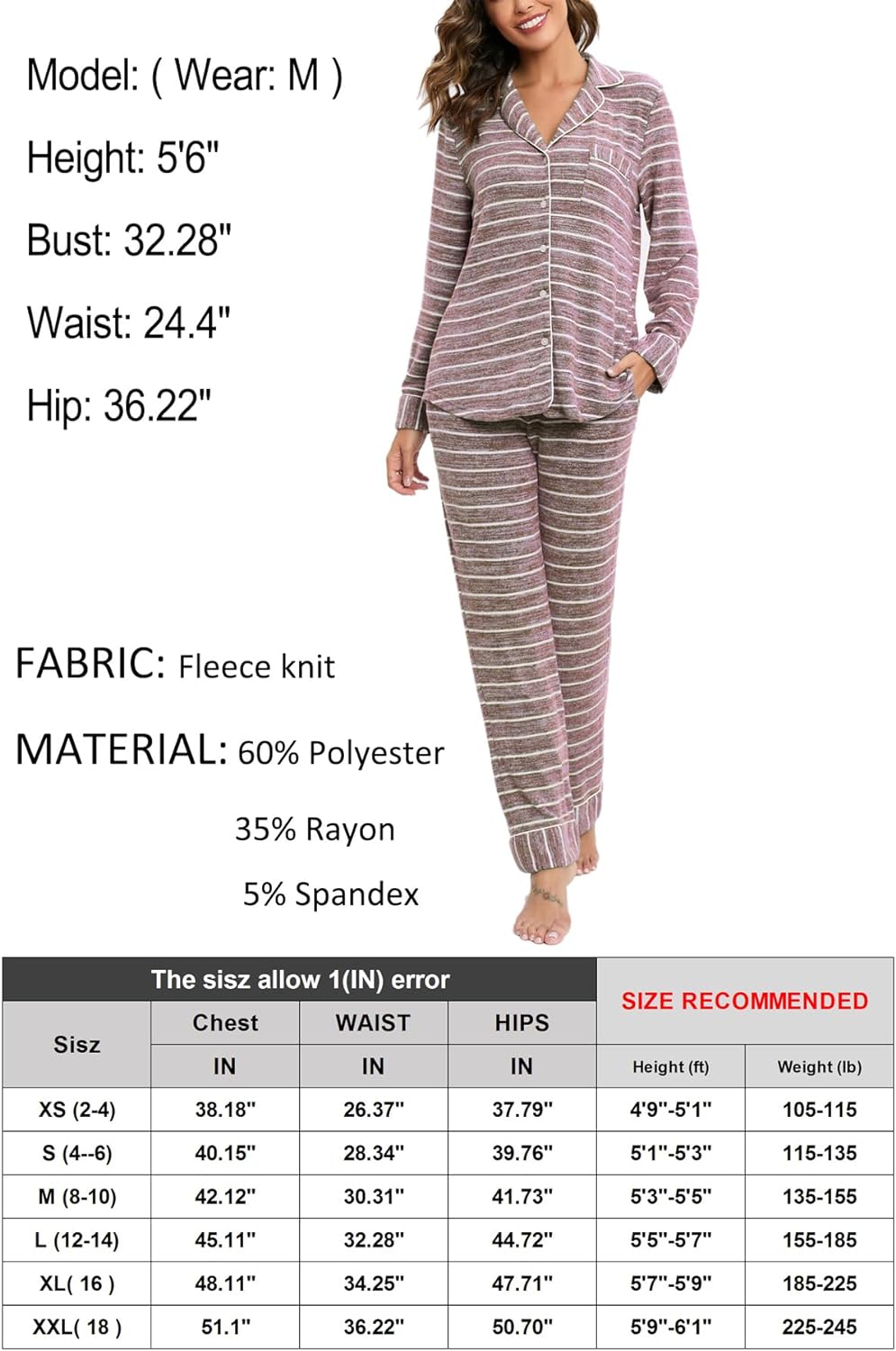Women's Pajama Sets Long Sleeve Button Down Sleepwear Nightwear Soft Pjs Lounge Sets