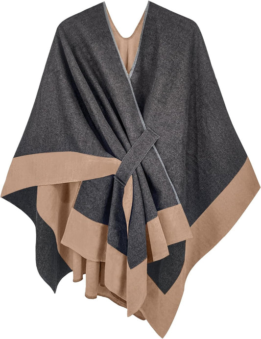 Women's Shawl Wrap Poncho Ruana Cape Open Front Cardigan Shawls for Fall Winter
