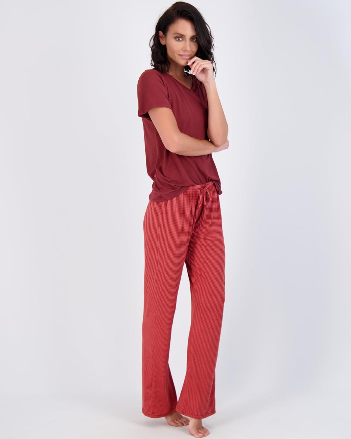 Real Essentials 2 Pack: Women’s Pajama Set Super-Soft Short & Long Sleeve Top With Pants (Available In Plus Size)