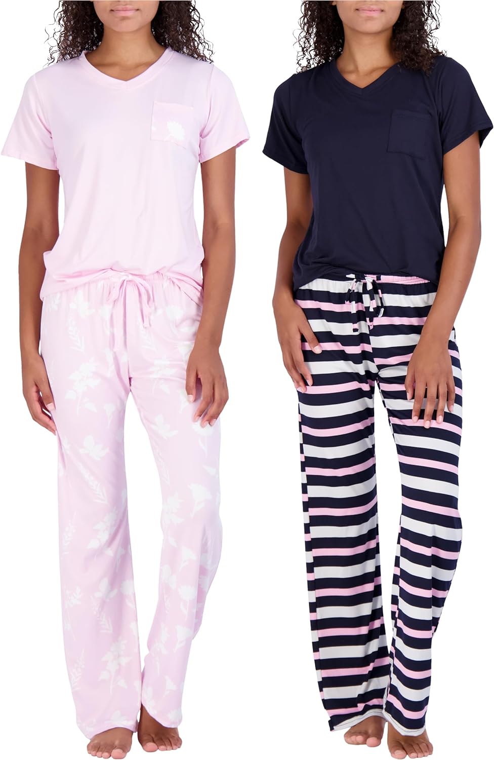 2 Pack: Women’s Pajama Set Super-Soft Short & Long Sleeve Top With Pants (Available In Plus Size)