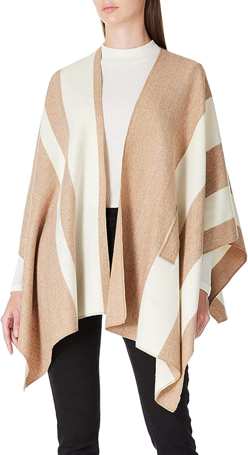 Women's Shawl Wrap Poncho Ruana Cape Open Front Cardigan Shawls for Fall Winter