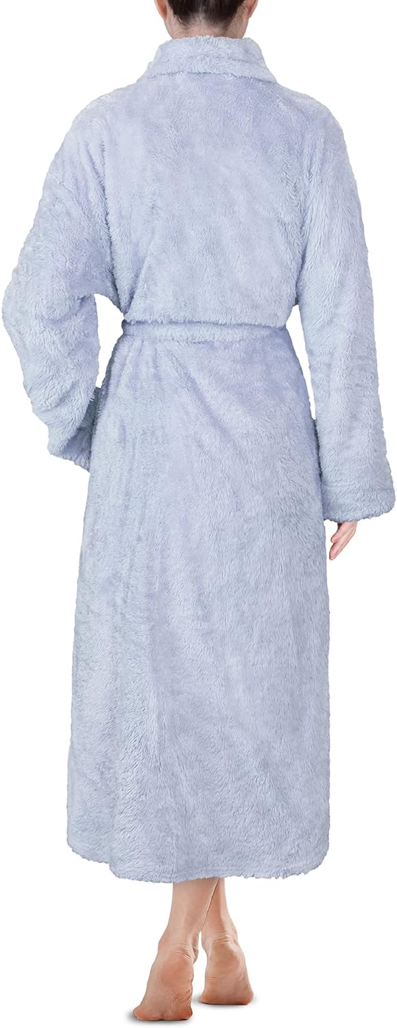 Premium Womens Plush Soft Robe Fluffy, Warm, Fleece Sherpa Shaggy Bathrobe