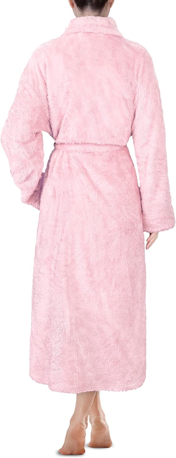 Premium Womens Plush Soft Robe Fluffy, Warm, Fleece Sherpa Shaggy Bathrobe
