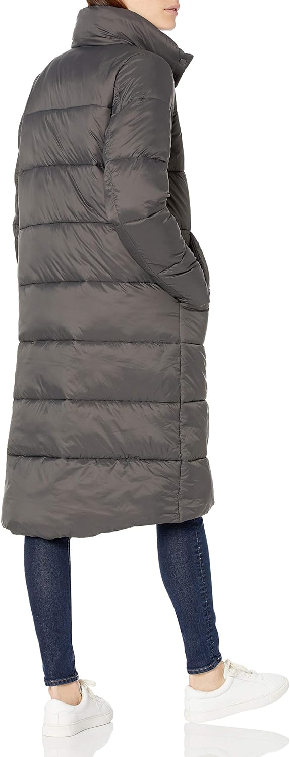 Women's Lightweight Water-Resistant Longer Length Cocoon Puffer Coat
