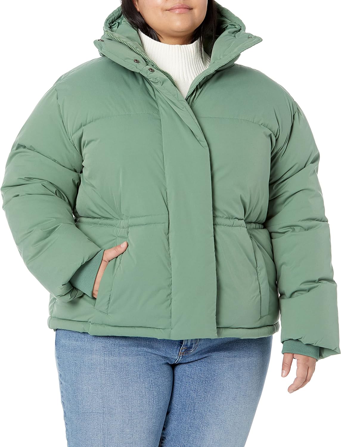 Women's Short Waisted Puffer Jacket (Available in Plus Size)