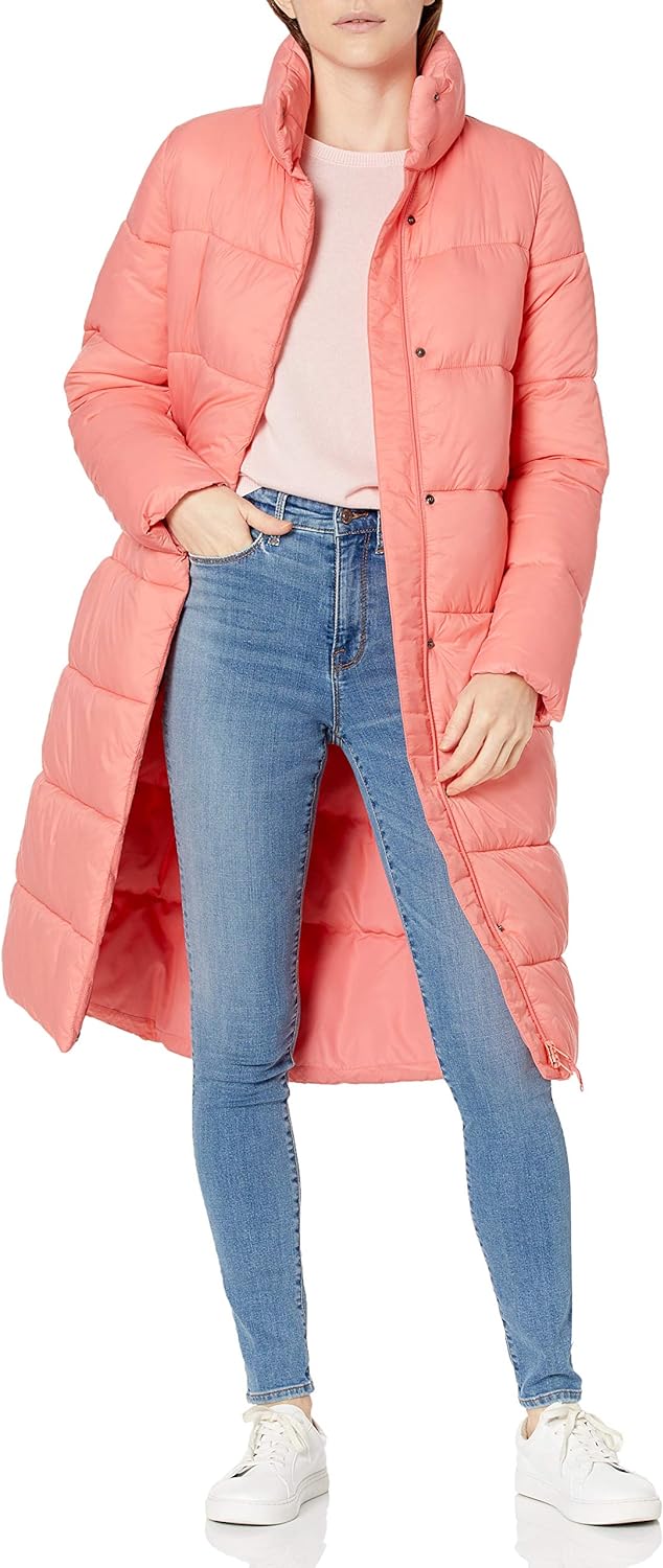 Women's Lightweight Water-Resistant Longer Length Cocoon Puffer Coat