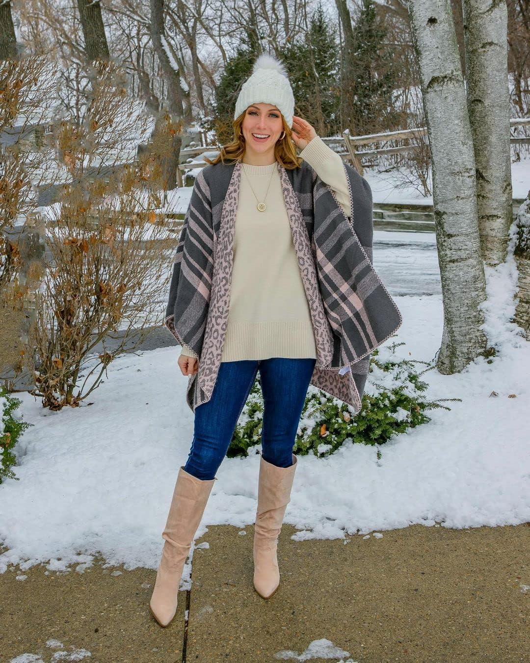 Women's Shawl Wrap Poncho Ruana Cape Open Front Cardigan Shawls for Fall Winter