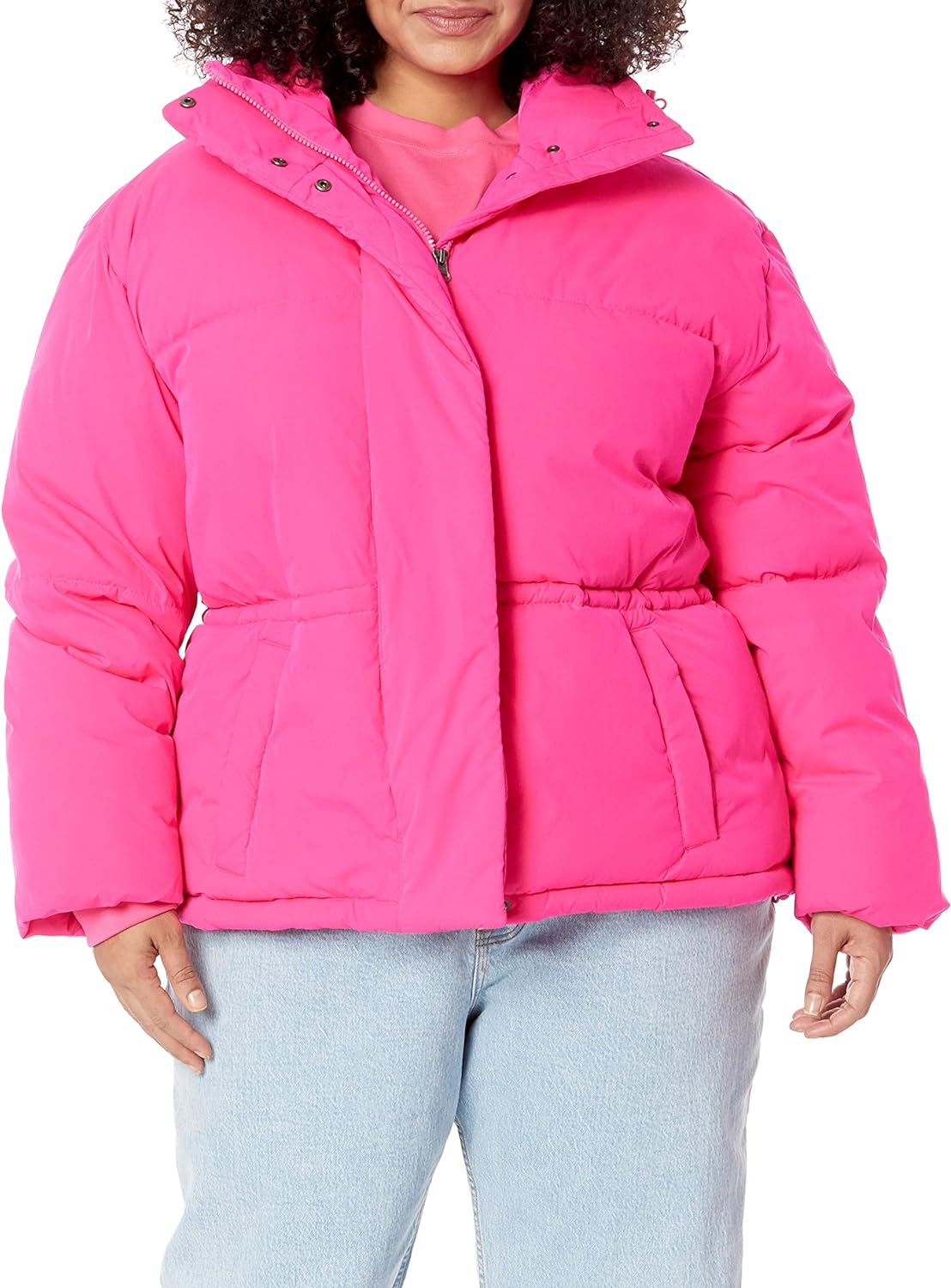 Women's Short Waisted Puffer Jacket (Available in Plus Size)