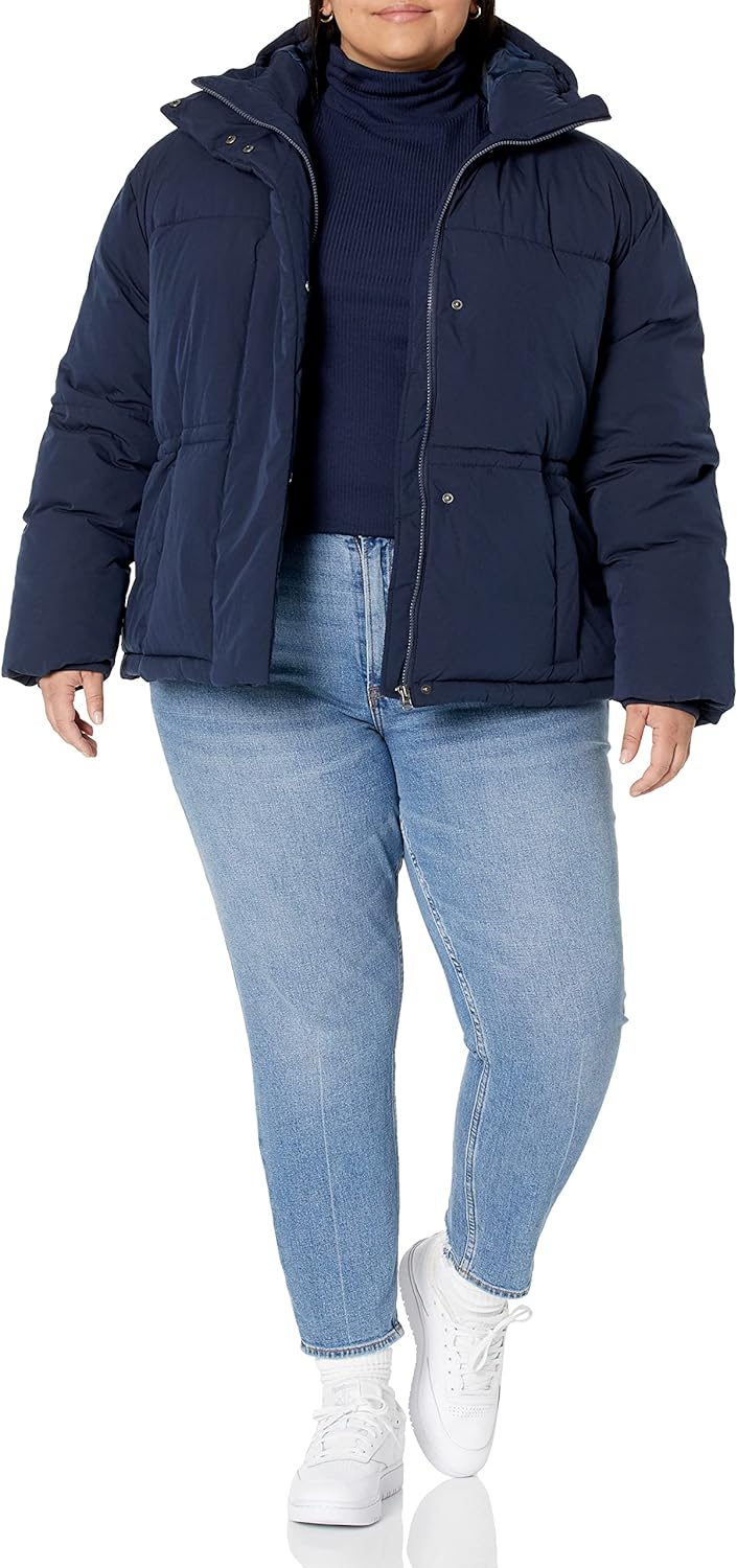 Women's Short Waisted Puffer Jacket (Available in Plus Size)