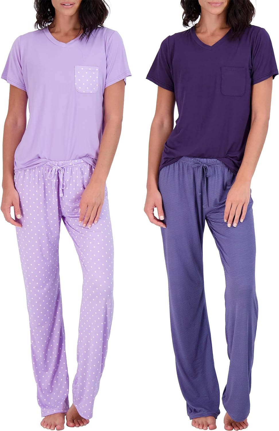 2 Pack: Women’s Pajama Set Super-Soft Short & Long Sleeve Top With Pants (Available In Plus Size)