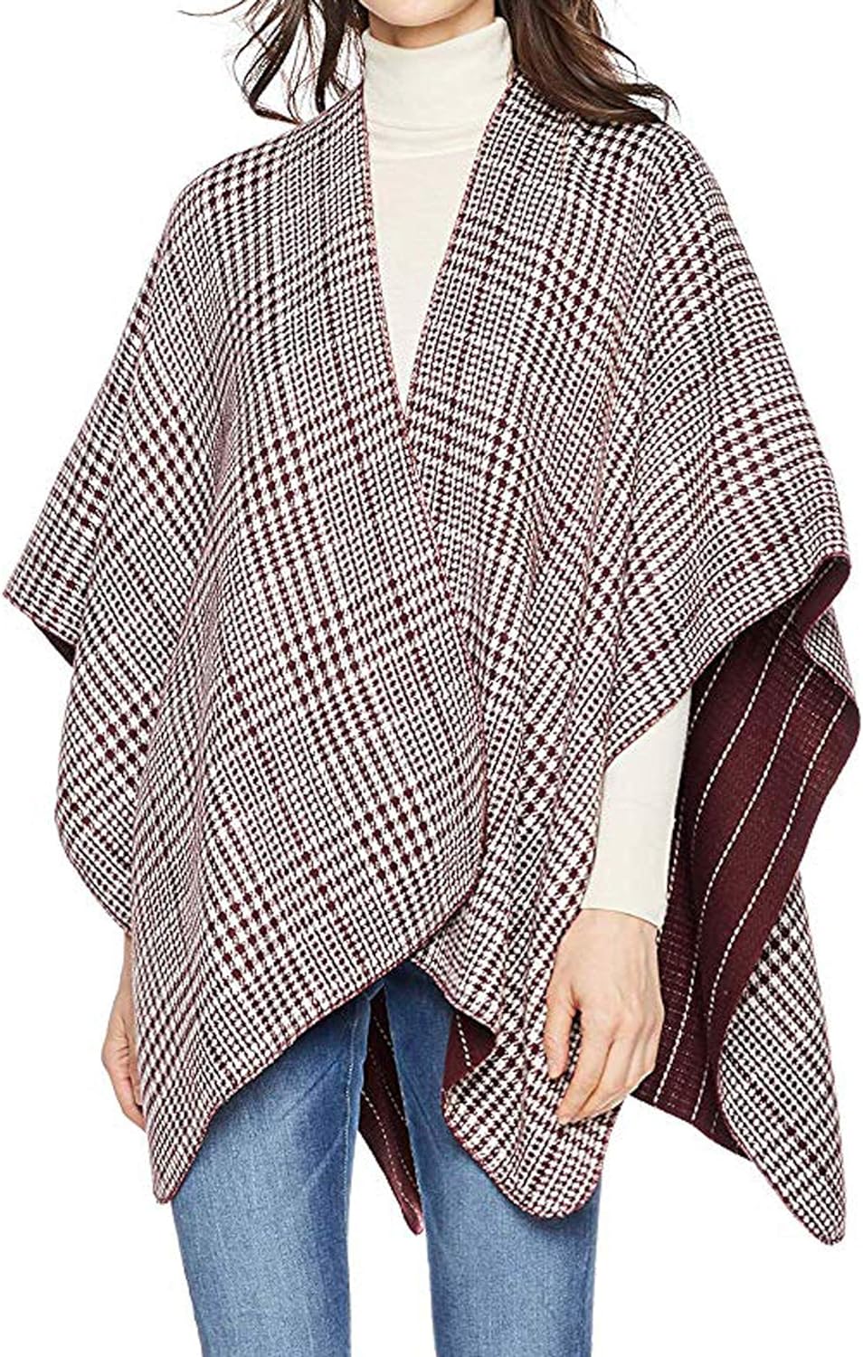 Women's Shawl Wrap Poncho Ruana Cape Open Front Cardigan Shawls for Fall Winter