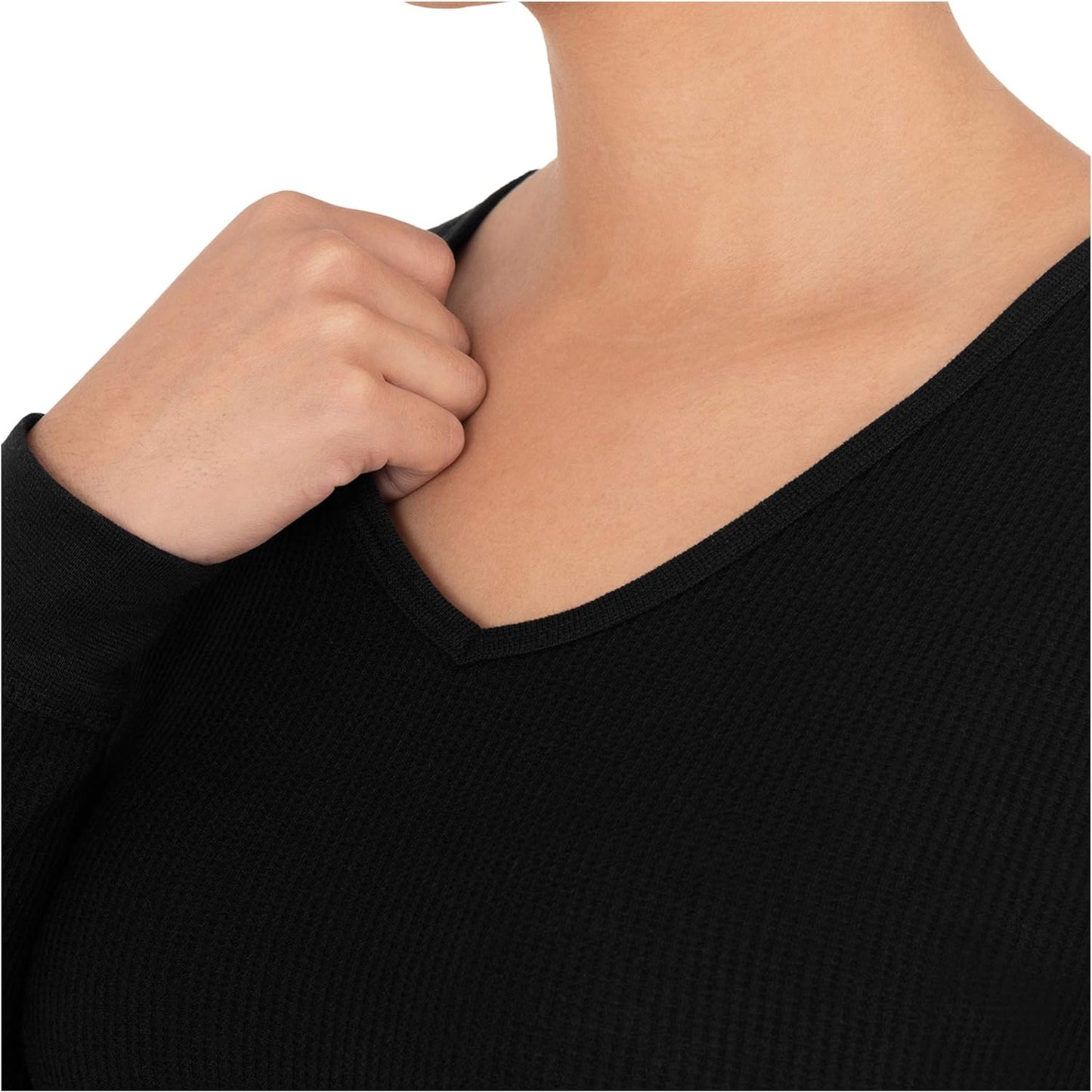 Women's Micro Waffle Thermal V-Neck