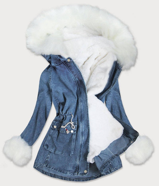 Denim jacket with fur