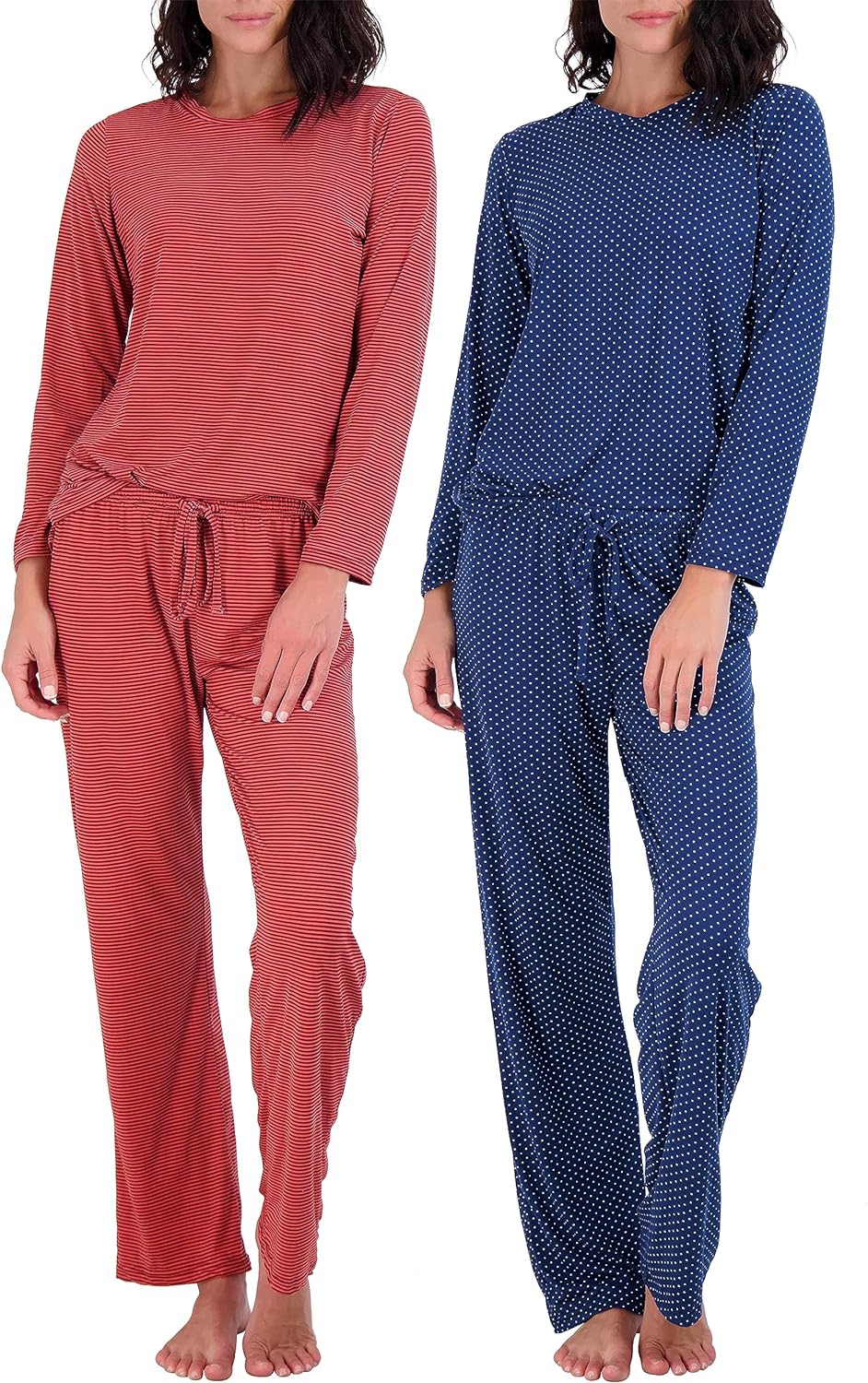 2 Pack: Women’s Pajama Set Super-Soft Short & Long Sleeve Top With Pants (Available In Plus Size)