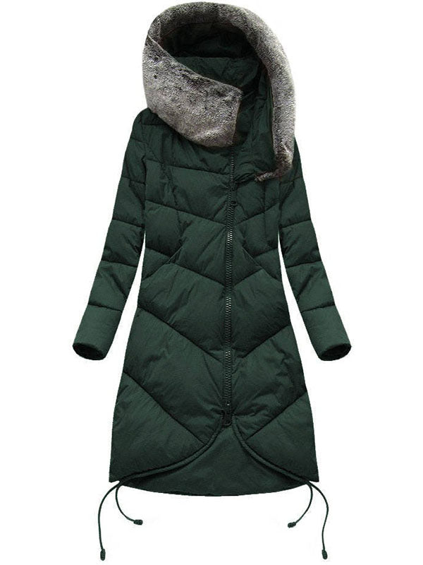 Long winter hood navy blue