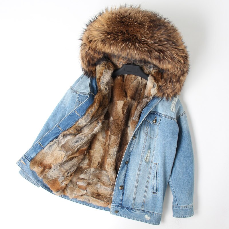 Denim Fox Fur Parka