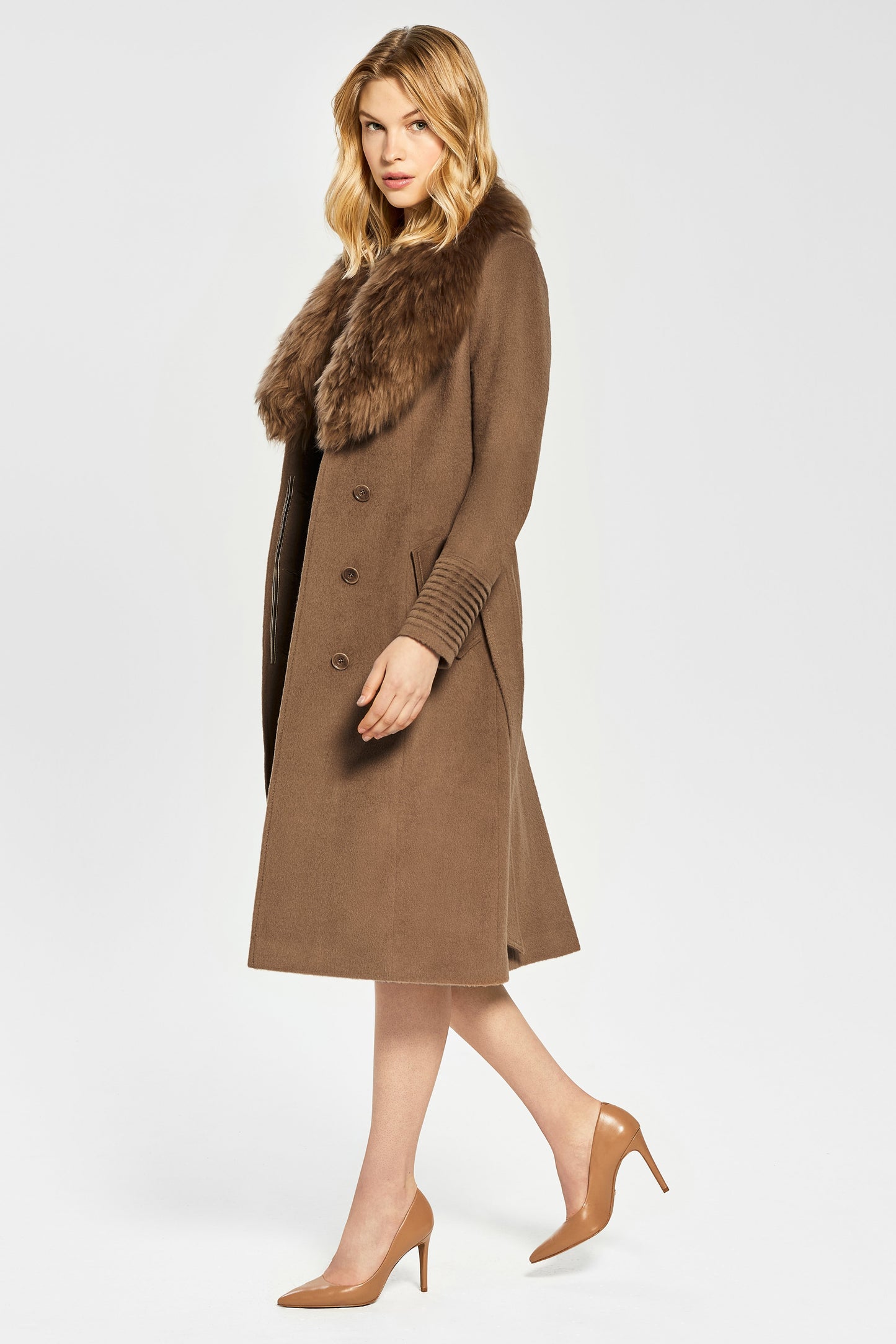 Long Coat with Fur Collar