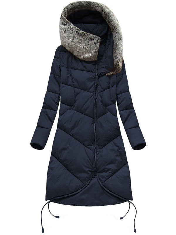 Long winter hood navy blue