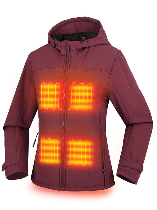 Women's heating jacket soft shell hand warmer with 7.4V battery pack