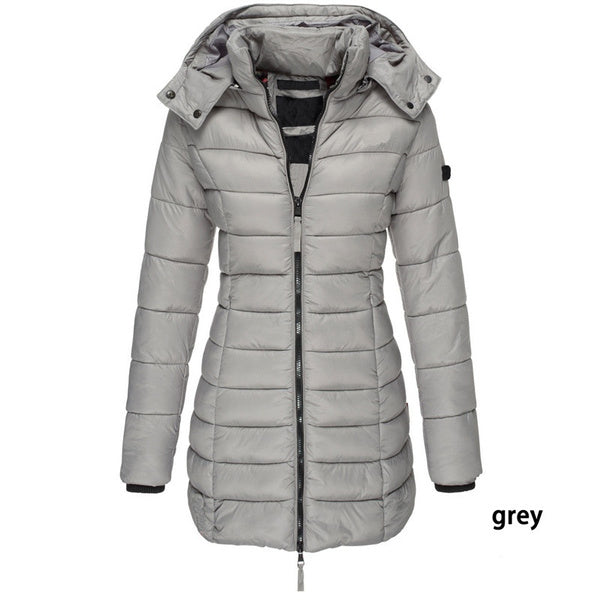 New  Winter Long Down Jacket Women's Thick Warm Hooded Cotton Padded Down Jacket Coat